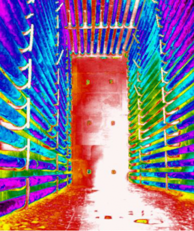 Infrared scan of a refinery furnace